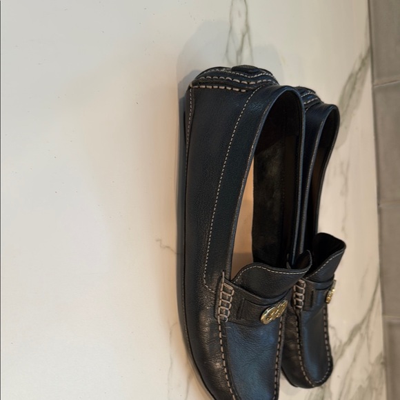 Cole Haan Black Leather Slip-On Loafers with Gold Hardware main image 7